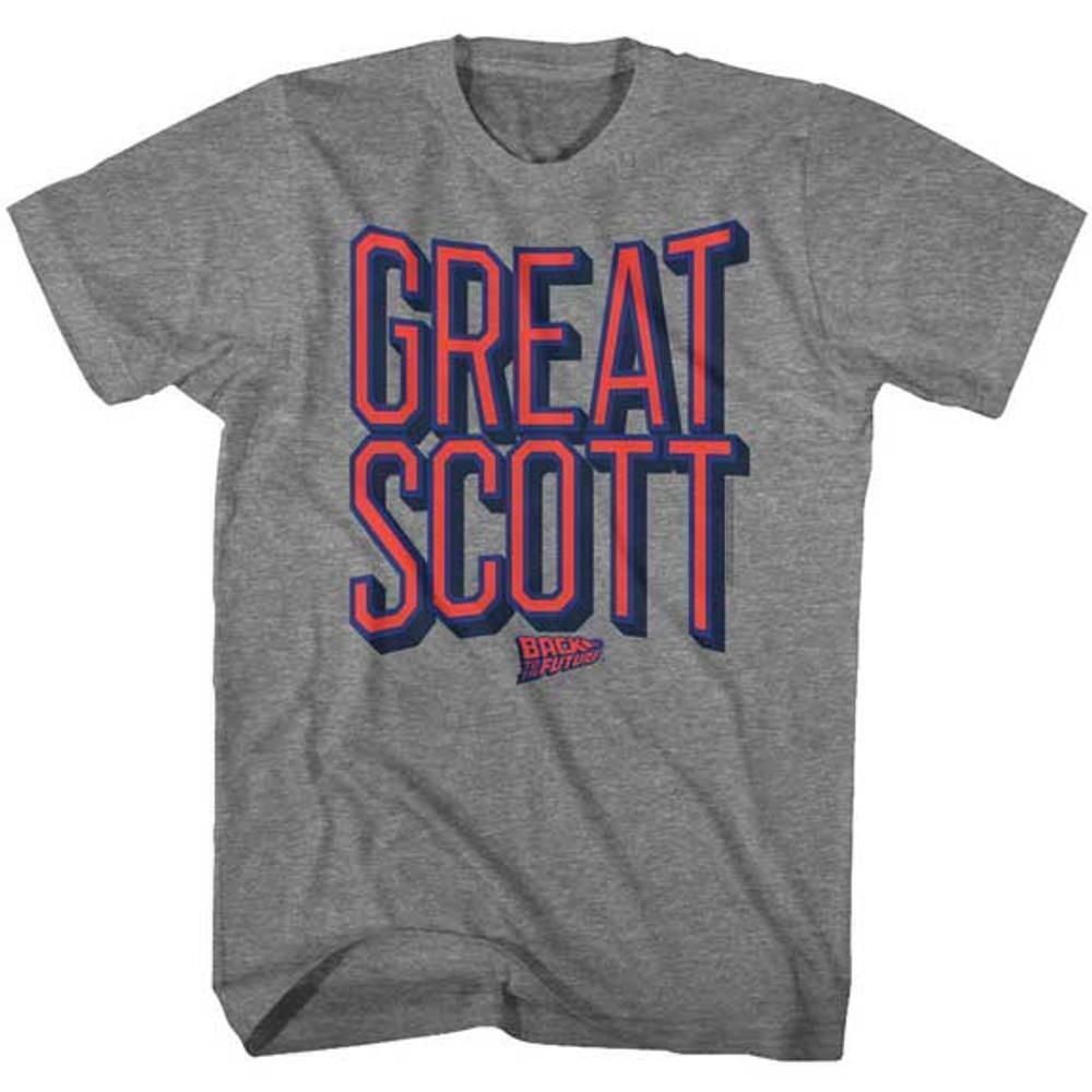 Back To The Future Great Scott Graphite Heather Adult T Shirt